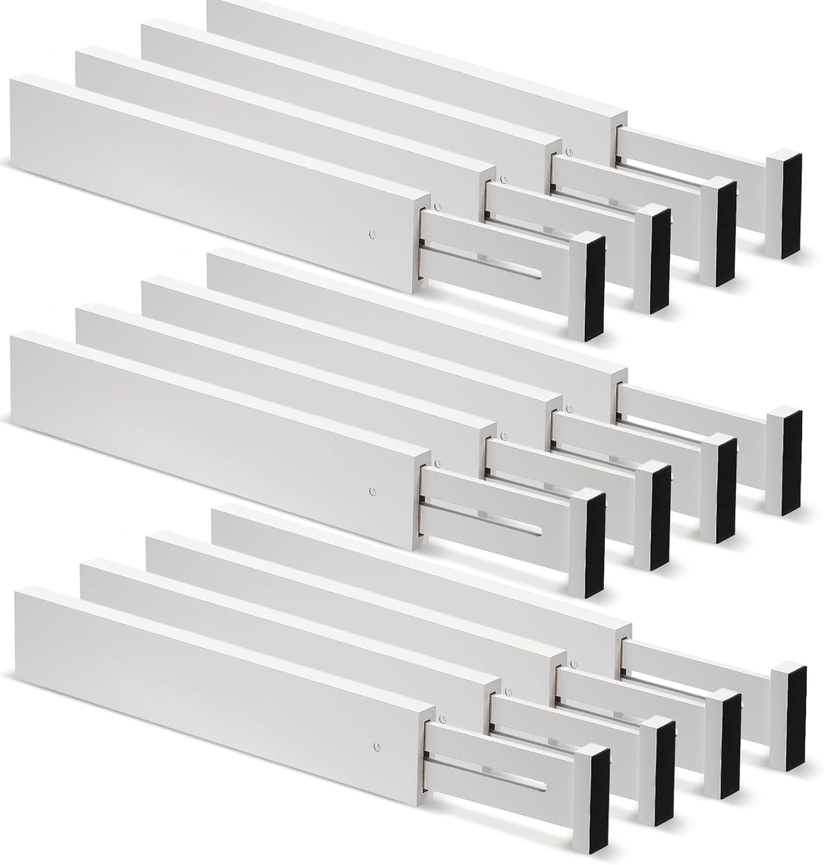12 Pieces White Expandable Bamboo Drawer Dividers V88797