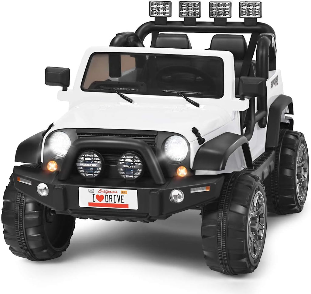 12V Battery Powered Ride on Truck with Remote Control, White Q89100