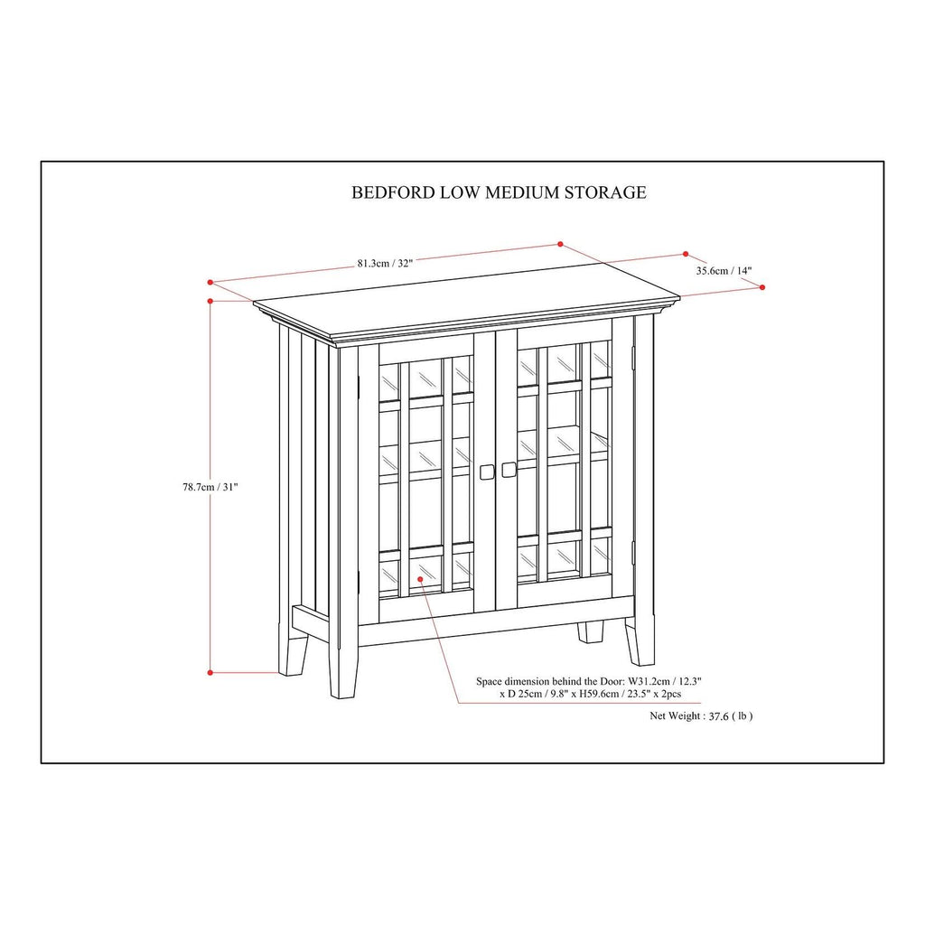 White Solid Wood Storage Media Cabinet L380105