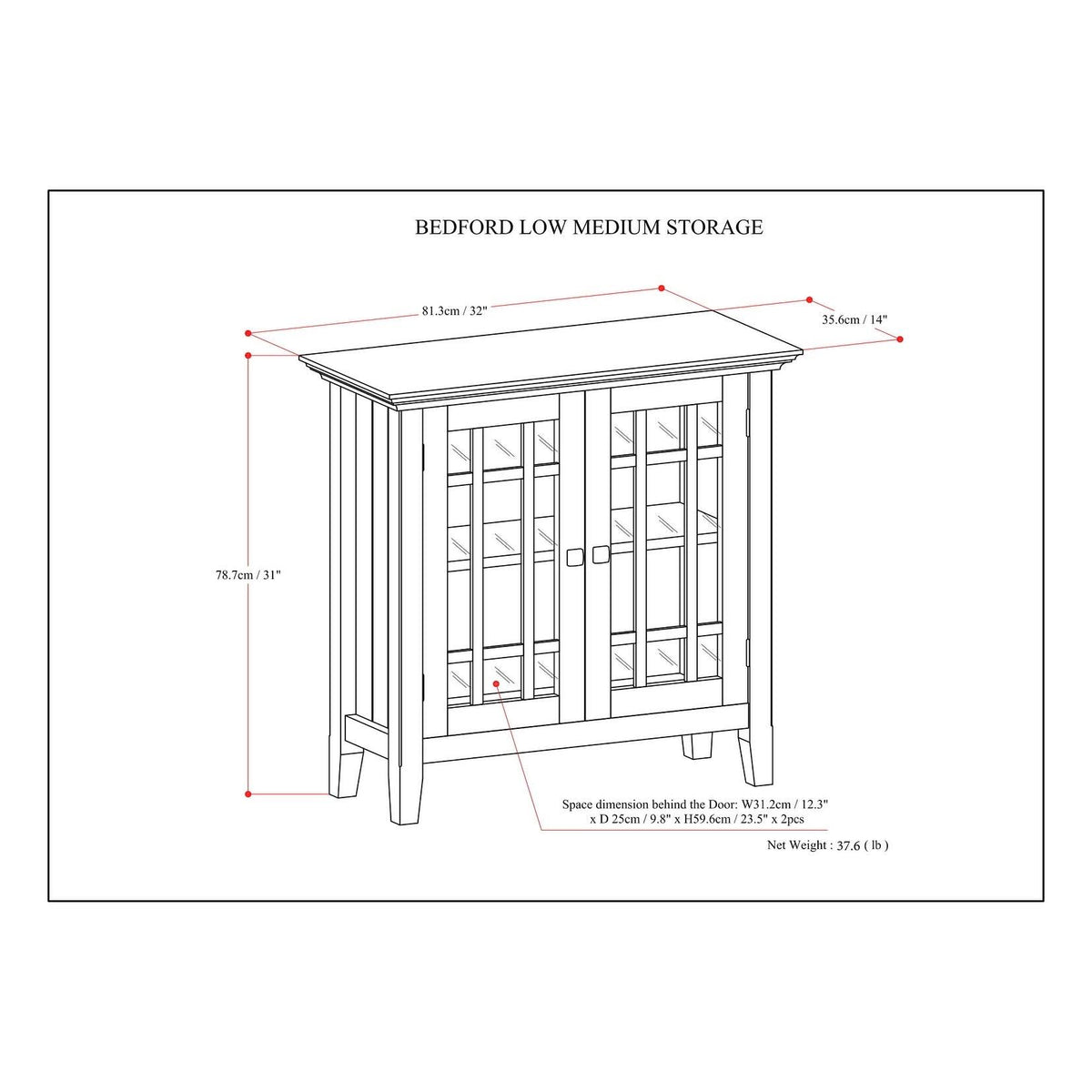 White Solid Wood Storage Media Cabinet L380105