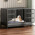Heavy Duty Metal Dog Crate with Wheels and Removable Tray X594