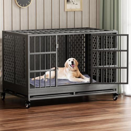 Heavy Duty Metal Dog Crate with Wheels and Removable Tray X594