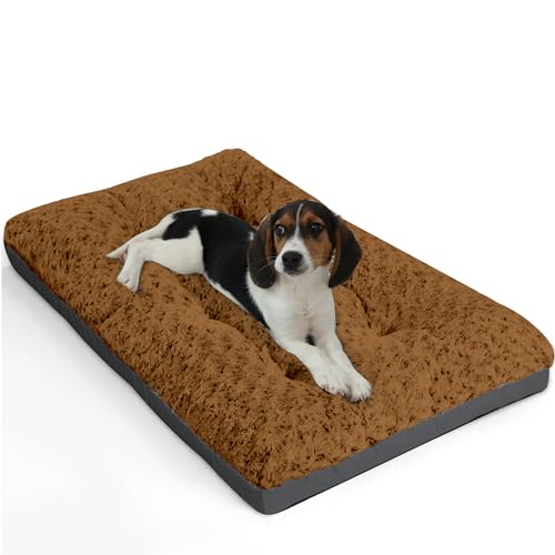 Grey Washable Plush Dog Bed, 35"x23" B679