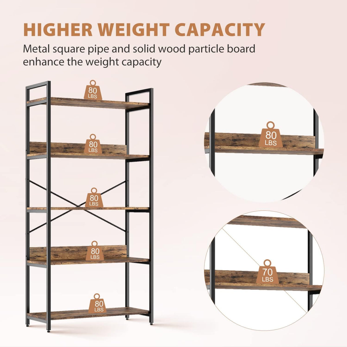 4 Tier Wood and Metal Bookshelf X965576