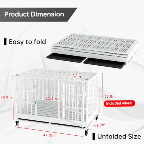 Heavy Duty Metal Dog Crate with Wheels and Removable Tray X594