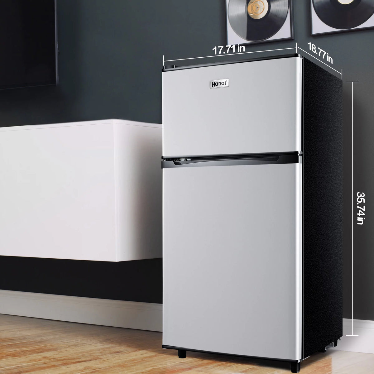 Two Door Mini Fridge with Freezer, 3.5 Cu ft P5070