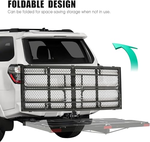 60 x 24 x 14 Inch Black Folding Hitch Mount Cargo Carrier with 500 lbs. Capacity N47127