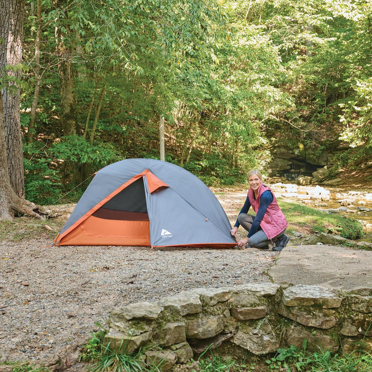 1-Person Lightweight Backpacking Tent, Orange T40920