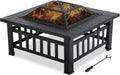 32'' Black Metal Square Wood Burning Fire Pit O439175