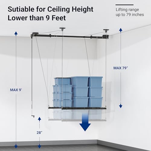 Carbon Black 4x4 Ft Heavy-Duty Overhead Garage Storage Rack X140
