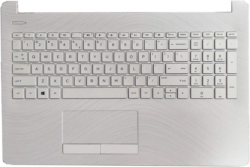 White Laptop Upper Case Palmrest Keyboard Touchpad Assembly C9193