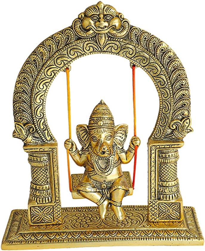 Metal Ganesha Sitting Jhula Decorative Statue (8''X12'') K5068