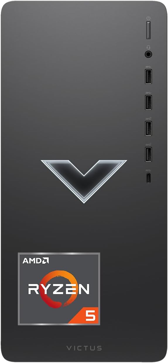Black Gaming Desktop with AMD Ryzen 5 5600G, AMD Radeon RX 6400, 16GB RAM, 512GB SSD + 1TB HDD, Windows 11 Home Q636