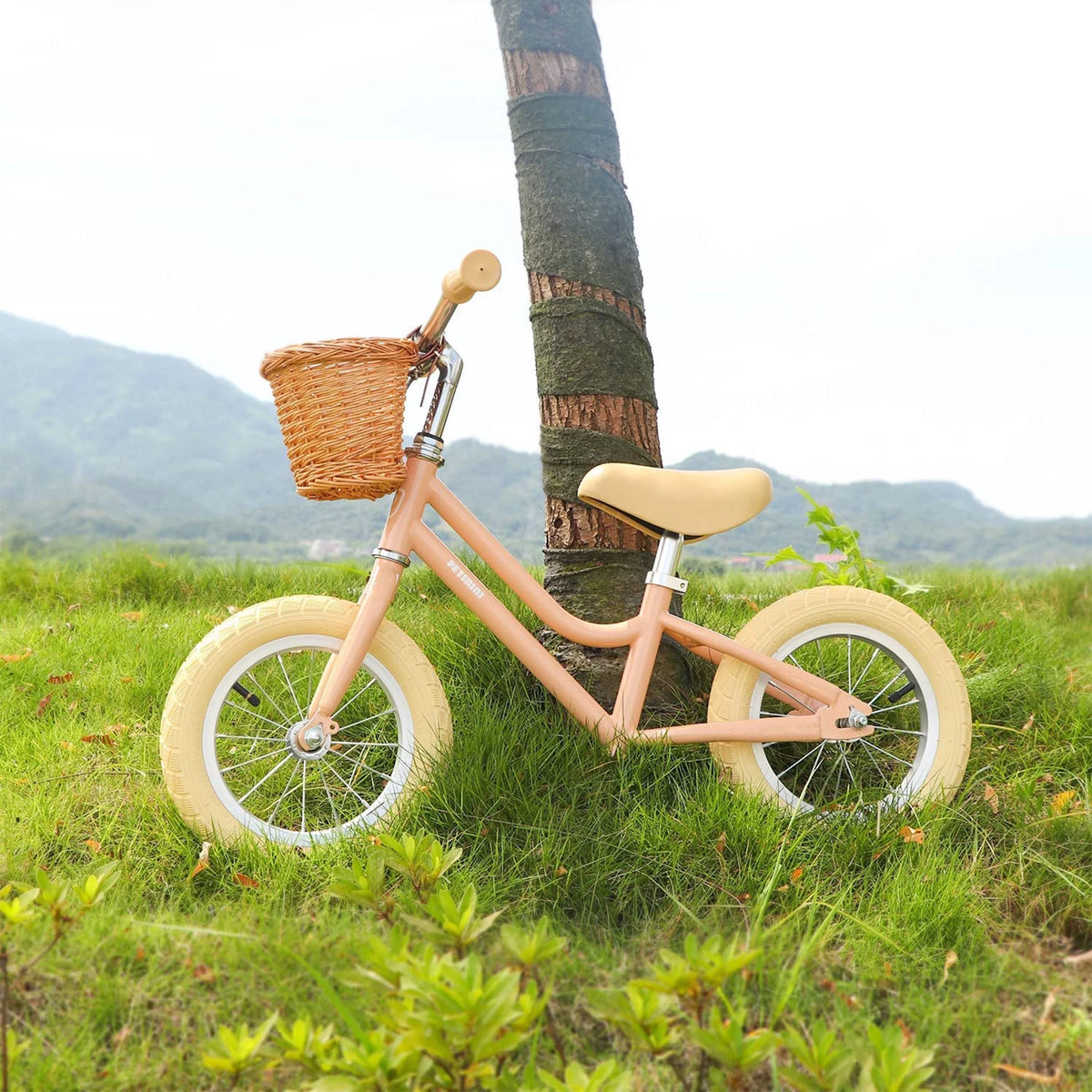 12 Inch Kids Balance Bike with Basket, Peach G60471