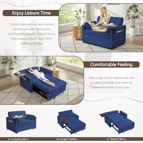 Beige Velvet 3 in 1 Sleeper Sofa Bed B841579