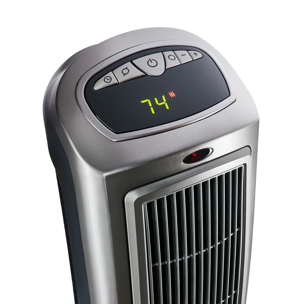 23" 1500W Oscillating Ceramic Space Heater with Timer, Remote, Silver S1330