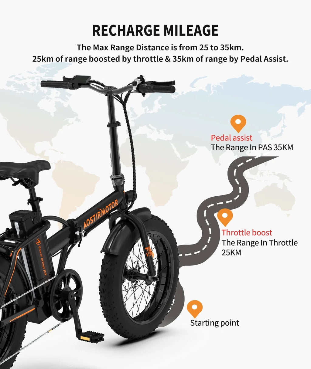 Folding Electric Bike 500W Motor 20" Fat Tire 36V/13Ah Li-Battery O1436