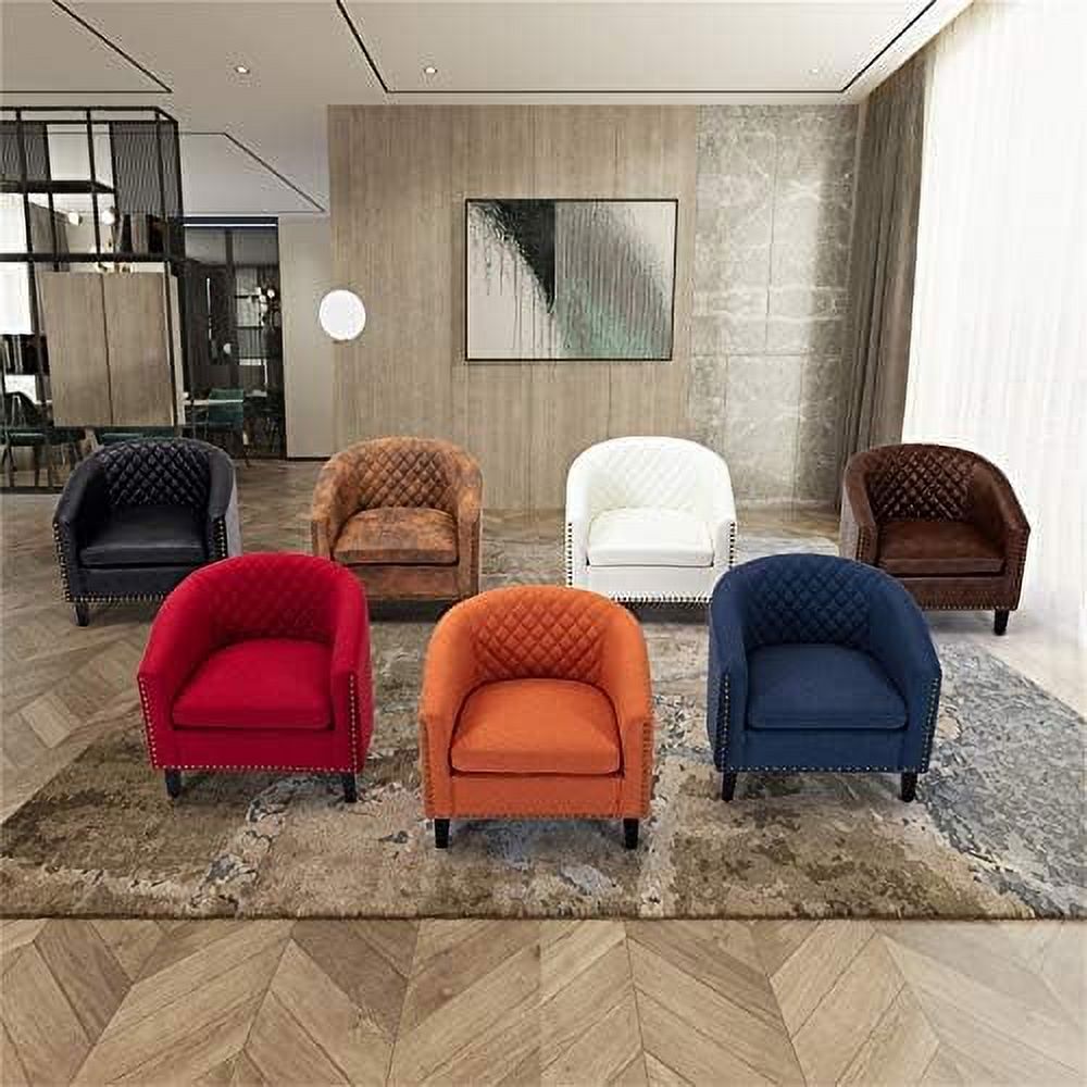 Brown Leather Upholstered Accent Arm Chair with Solid Wood Legs Z41878