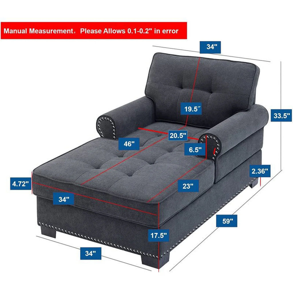 Gray Linen Fabric Indoor Chaise Lounge Y408