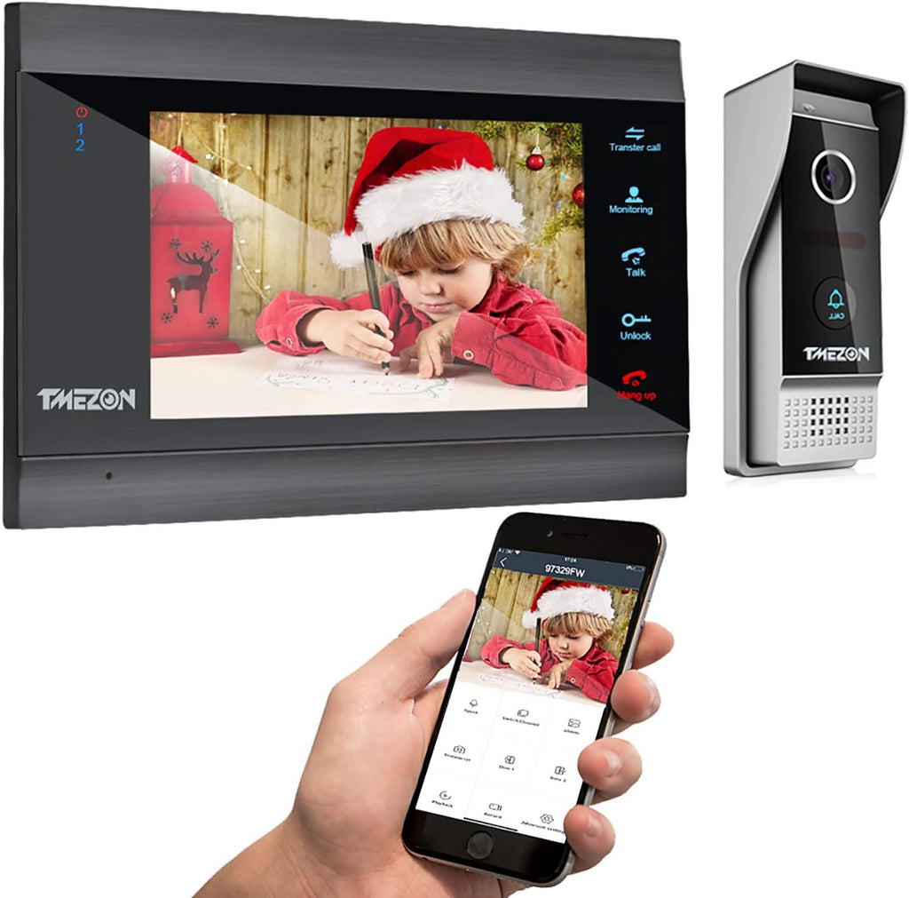 Wireless WIFI Video Door Phone IP Doorbell Intercom System with Camera 7 Inch 1x1080P Wired Camera Night Vision P827157