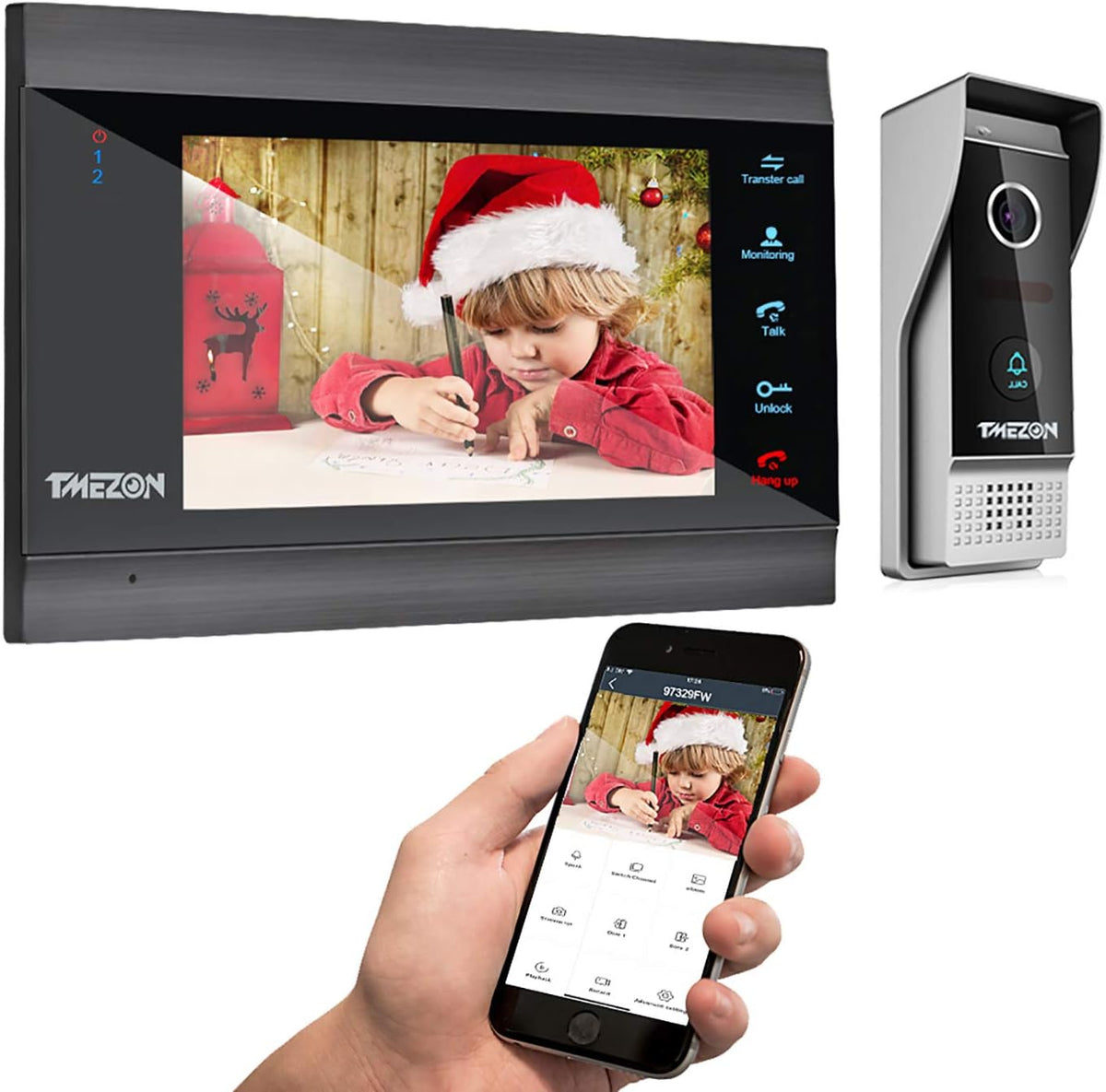 Wireless WIFI Video Door Phone IP Doorbell Intercom System with Camera 7 Inch 1x1080P Wired Camera Night Vision P827157