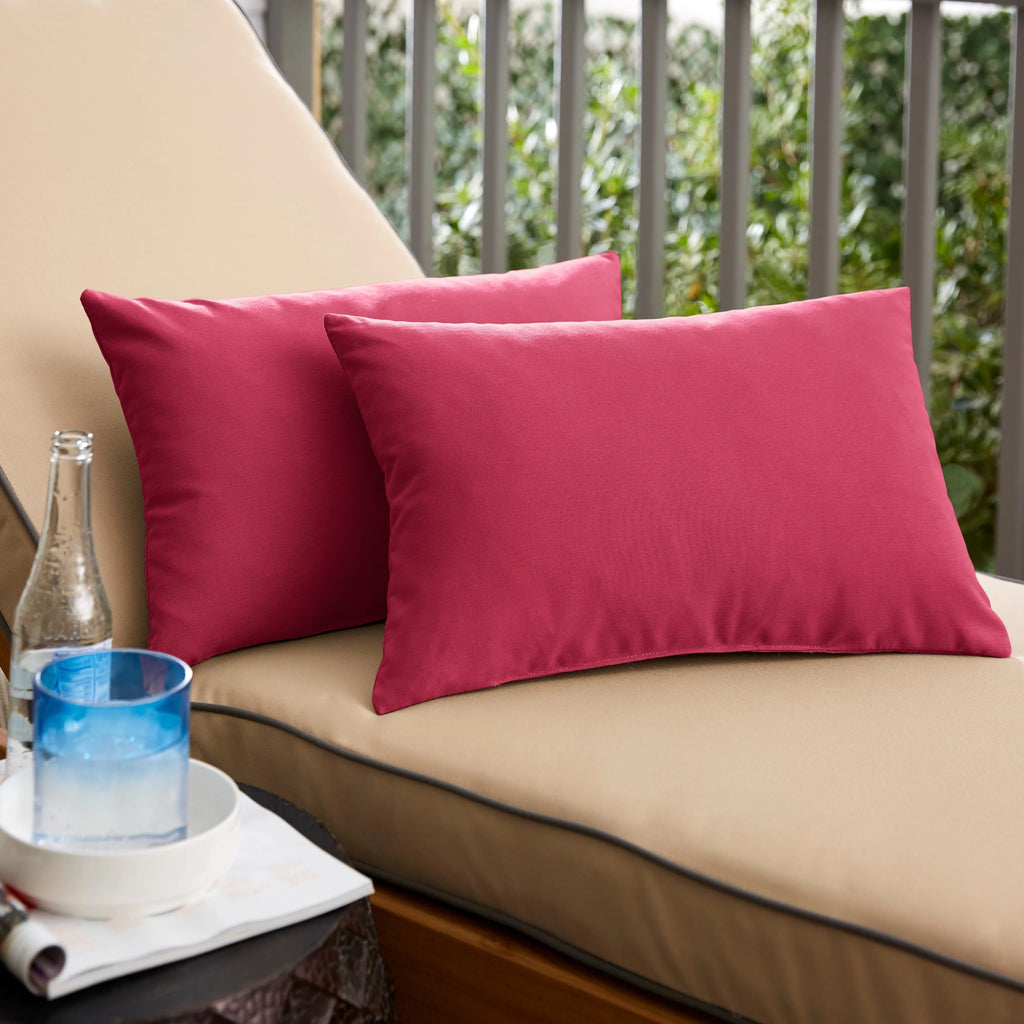 Hot Pink Knife Edge Lumbar Pillows Set of 2 12 in x 24 in J7624