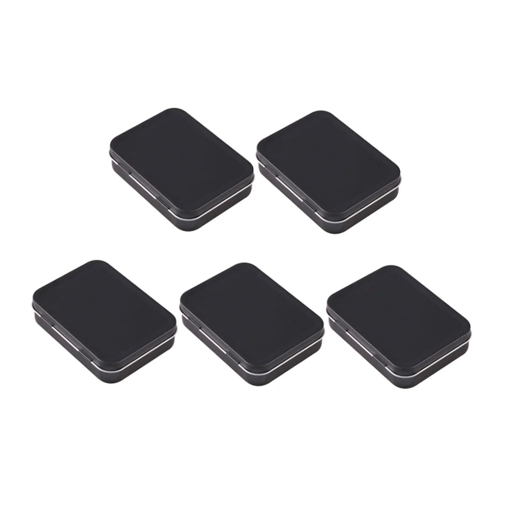 5 PCS Mini Rectangular Tin Storage Boxes with Lids Black Z5515