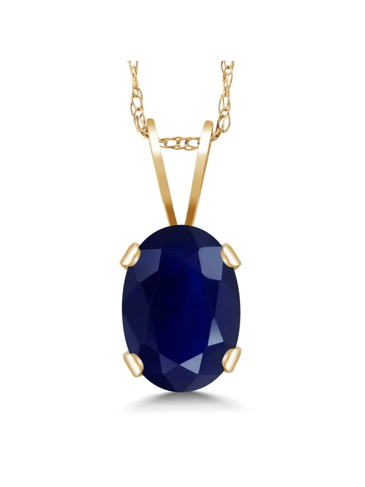 14K Yellow Gold Blue Sapphire Pendant Necklace with 18 inch Chain A64129