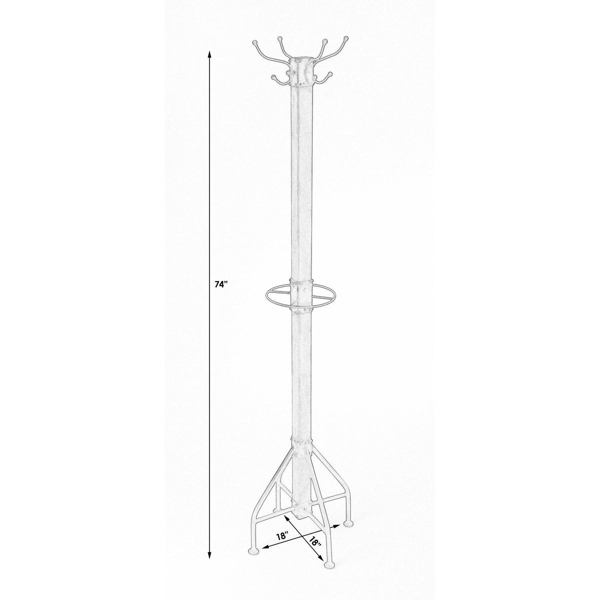 Wood & Antique Gold Coat Rack Tree D1793