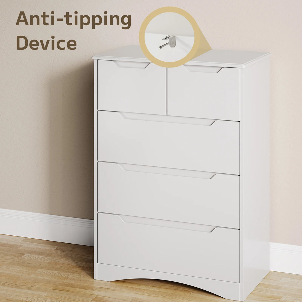 White 5 Drawer Wood Dresser U44682