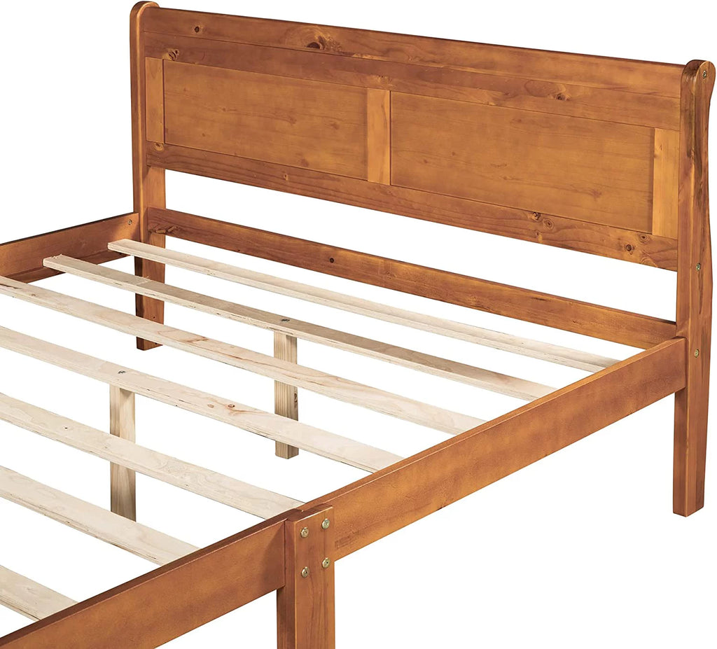 Queen Size Wood Platform Bed Frame with Headboard T73151