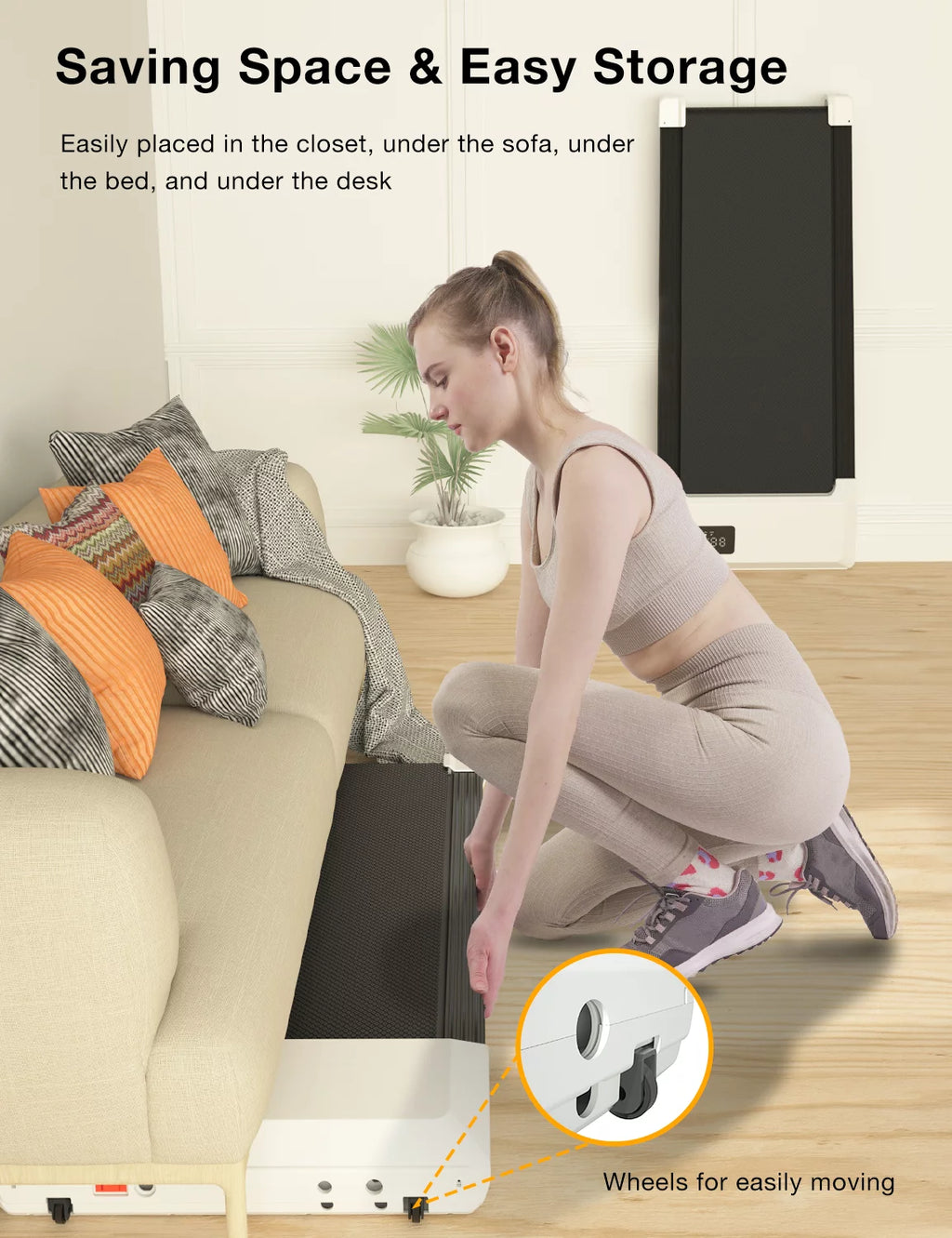2.5Hp Walking Pad Under Desk Treadmill with Remote Control and LED Display E13166