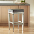 Wood Bar Stool Gray Faux Leather Footrest N2092