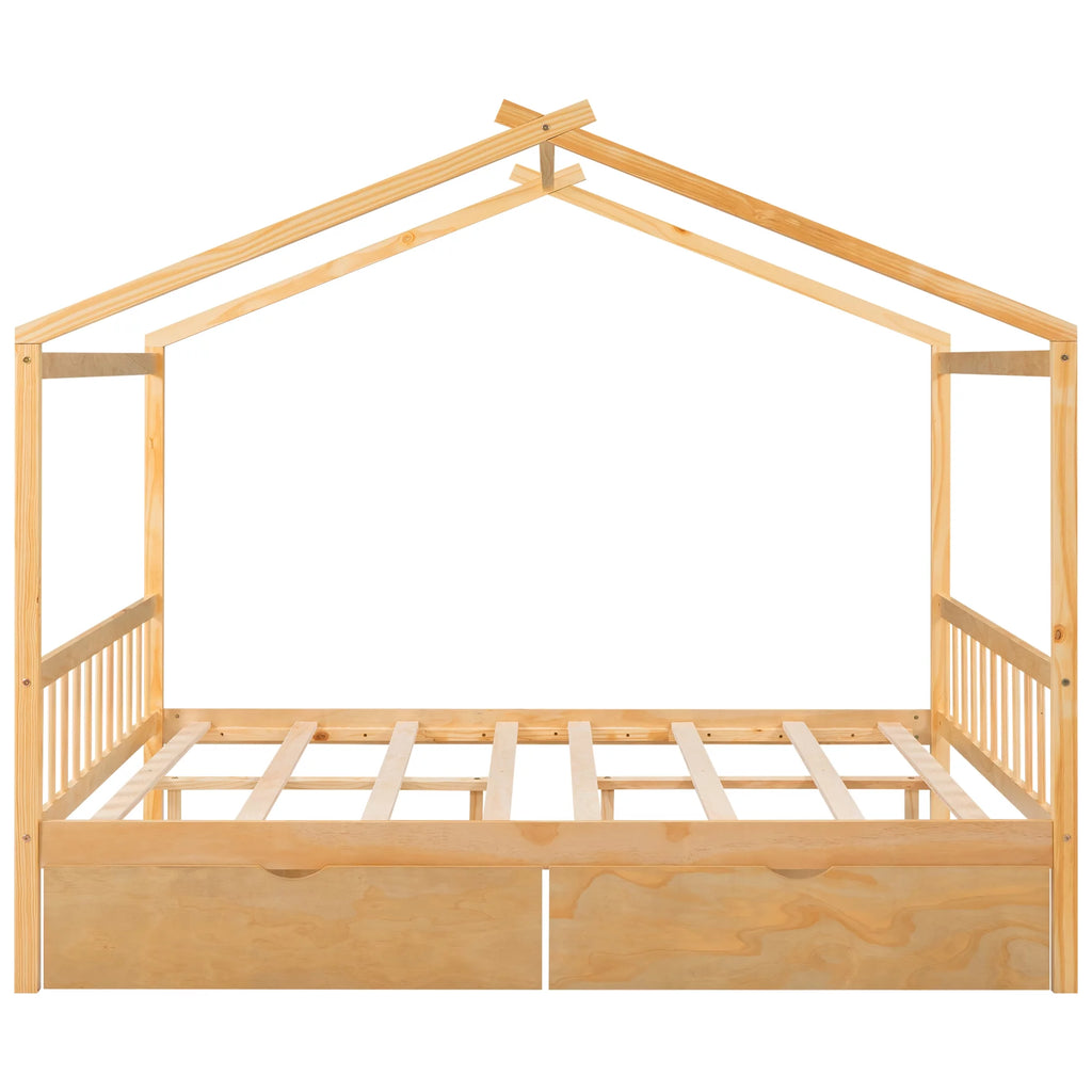 Full Size House Bed with Roof and 2 Drawers M964