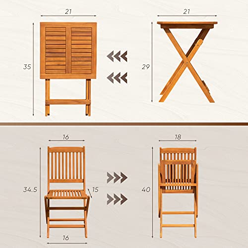 3 Piece Acacia Wood Folding Bistro Set D5688