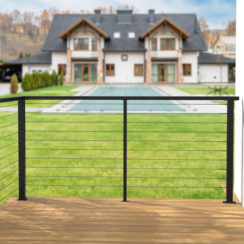 Black 30 Degree Stair Pre-Drilled Angle Holes 36x2x2 Stainless Steel Square Weldless Cable Railing Post M788814