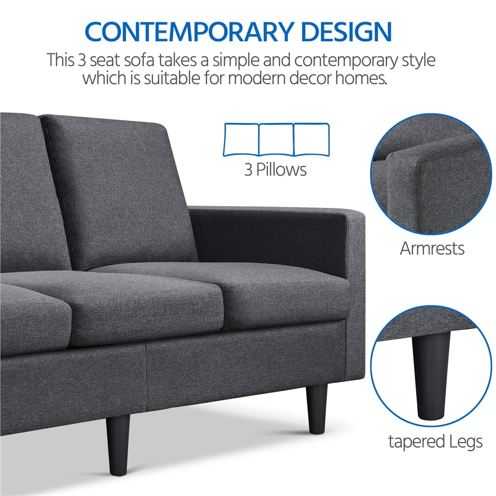 Gray Fabric 3-Seater Sofa M8404