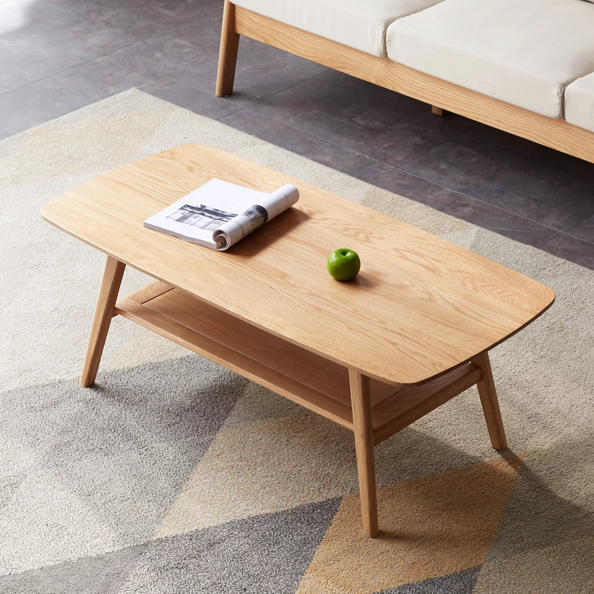 Solid Wood Coffee Table with Storage Shelf V9154