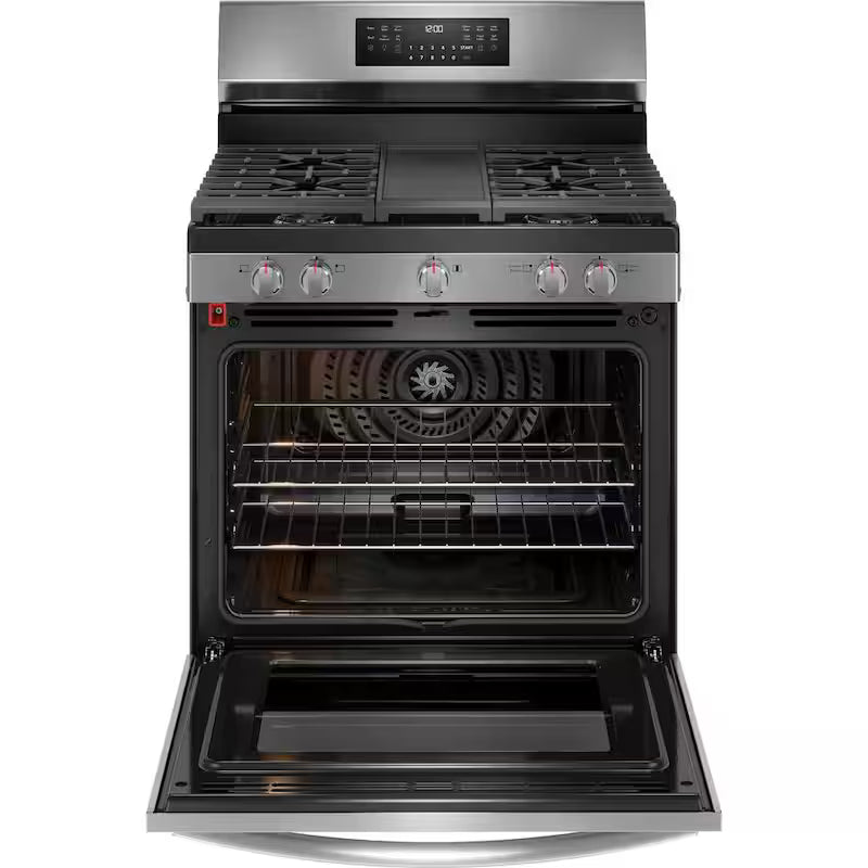 30 in. 5 Burner Freestanding Gas Range in Black Stainless Steel with True Convection and Air Fry U4558