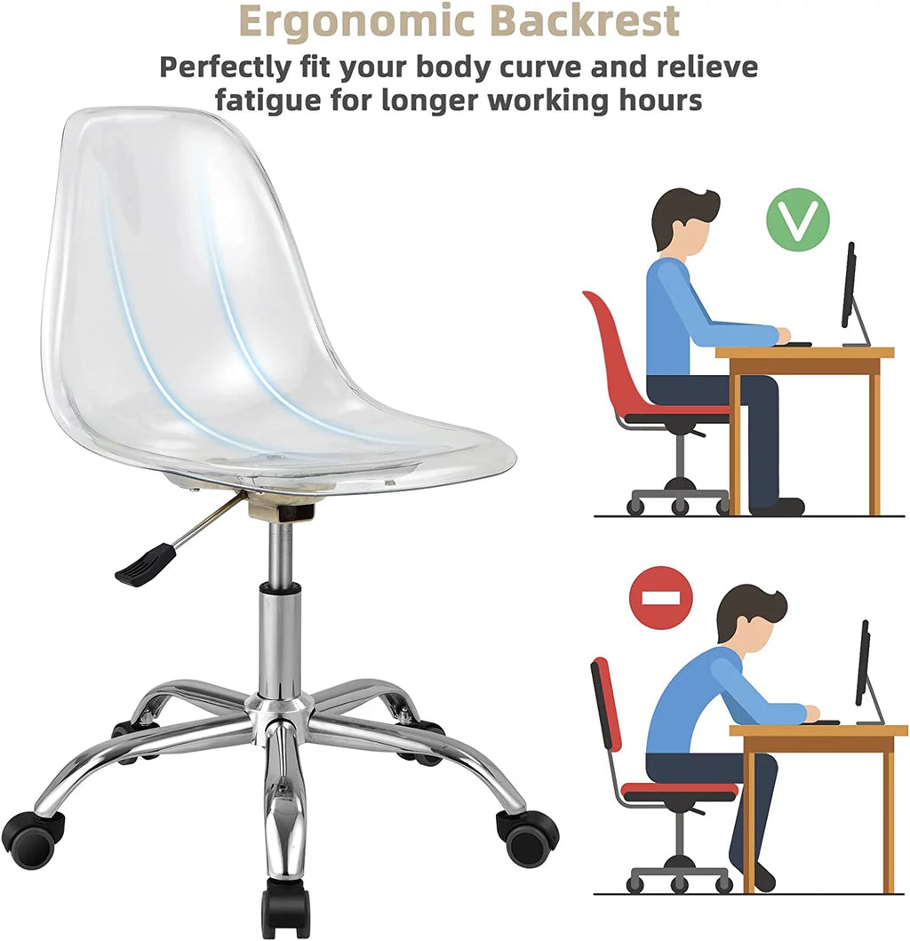 Clear Acrylic Armless Desk Chair Set of 2 X3513