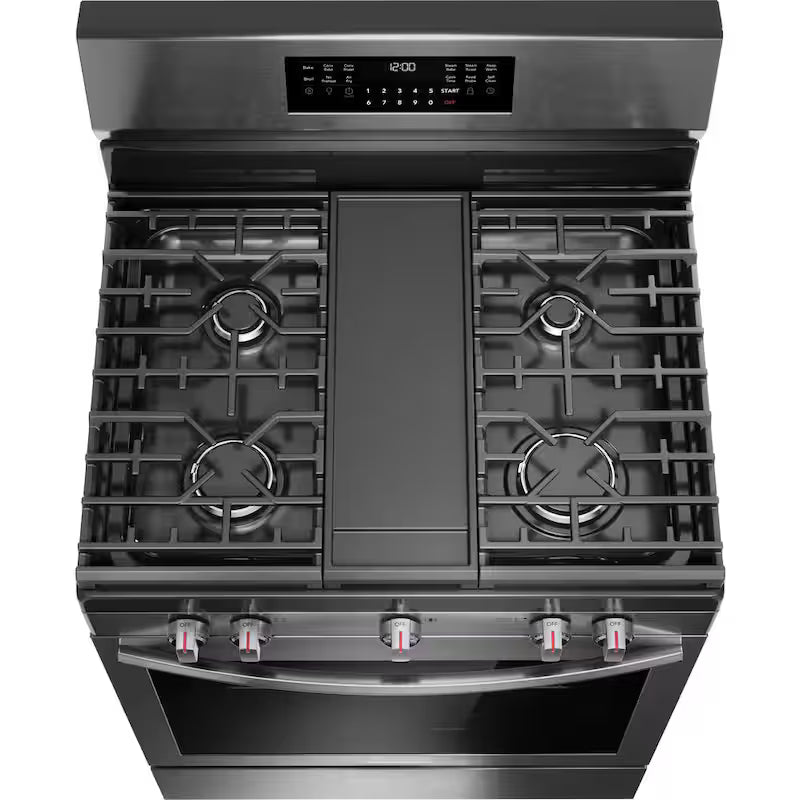 30 in. 5 Burner Freestanding Gas Range in Black Stainless Steel with True Convection and Air Fry U4558