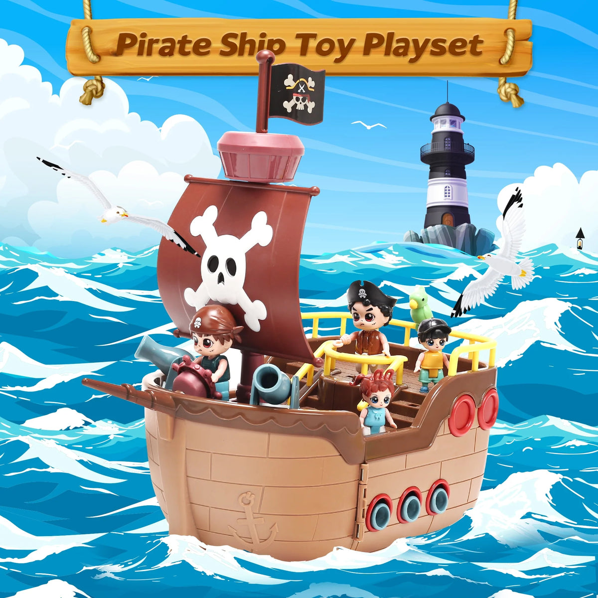 Brown Pirate Boat Toys Q643768