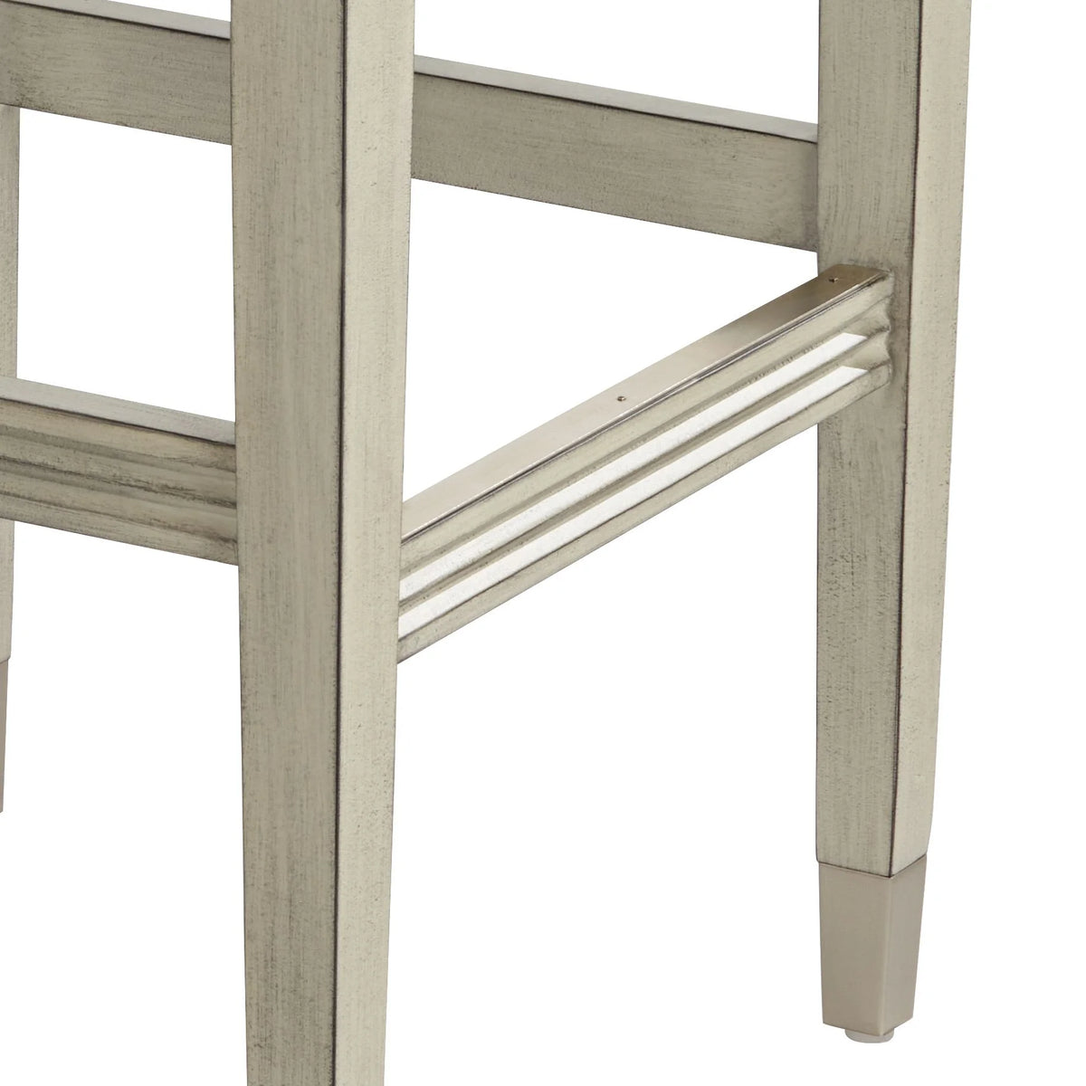 Wood Bar Stool Gray Faux Leather Footrest N2092