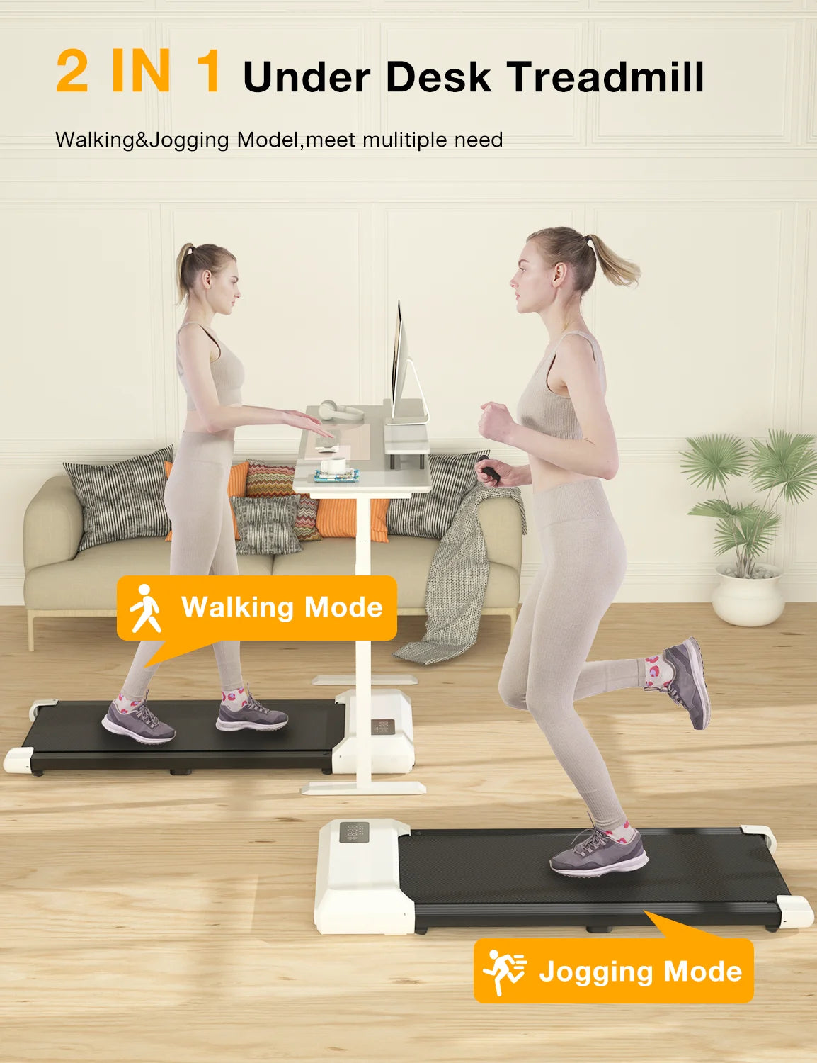 2.5Hp Walking Pad Under Desk Treadmill with Remote Control and LED Display E13166