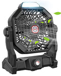 9 Inch Rechargeable Battery Powered Camping Fan with LED Lantern C30737
