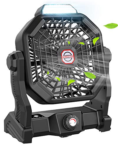 9 Inch Rechargeable Battery Powered Camping Fan with LED Lantern C30737