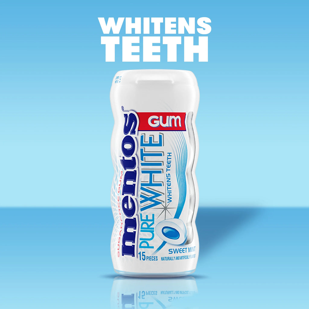 Mentos Pure White Gum Sweet Mint 15 Piece Bottle V84437
