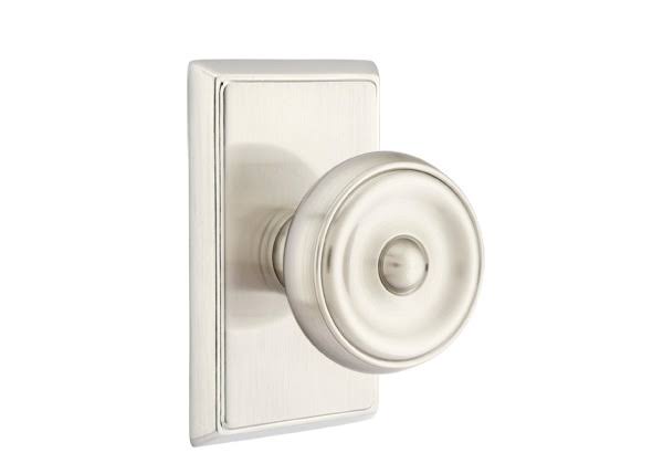 Satin Nickel Privacy Knob with Rectangular Rose U325602