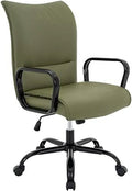 Olive Green Mid-Back PU Leather Office Chair with Arms K6277