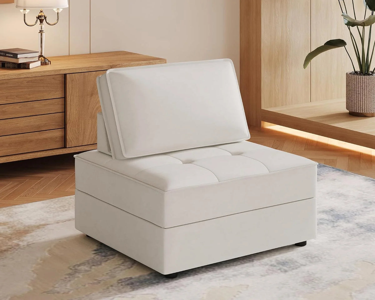 7 Seater Velvet Beige Sectional Sofa A396